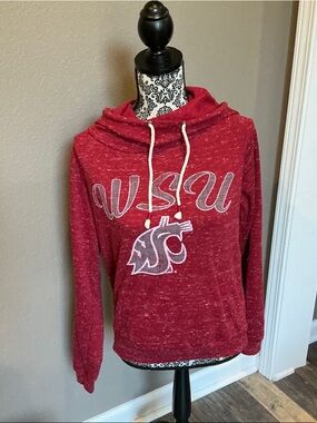Stadium Athletics Heathered Maroon WSU Cowlneck Sweatshirt Size S